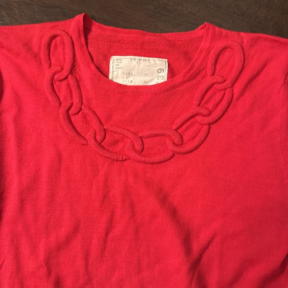Rare ❣️ Sacai Wool Silk Knit Top Cherry Red ❣️ Size 1 - Picture 2 of 5